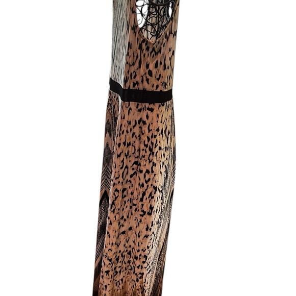 CHICOS Size 1 (Medium) Maxi Tank Dress Art Deco Cocktail Party Leopard Stretch - Picture 7 of 11